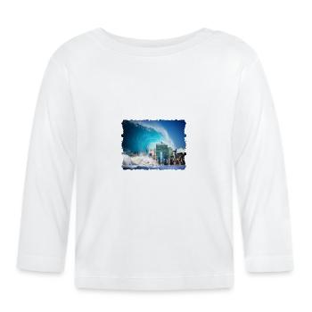 Tsunami Apocalypse New York Cool T-Shirt Gift - T-shirt manches longues bio Bébé - blanc - Devant