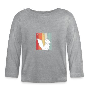 Origami fox | Paper fold animals gift ideas - Organic Baby Long Sleeve T-Shirt - heather grey - Front