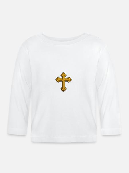 Orthodoxes Kreuz - Baby Bio-Langarmshirt - Weiß
