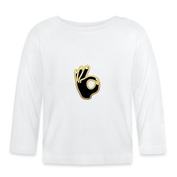 OK Sign Gold and Black Cool Okay Hand Salute - Organic Baby Long Sleeve T-Shirt - white - Front