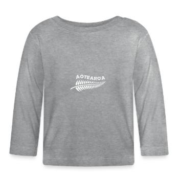 Aotearoa Neuseeland Silberfarn Tribal Tattoo Gift - Baby Bio-Langarmshirt - Grau meliert - Vorne