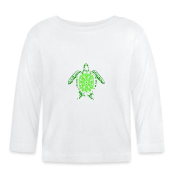 Green eyed sea turtle turtle - Organic Baby Long Sleeve T-Shirt - white - Front