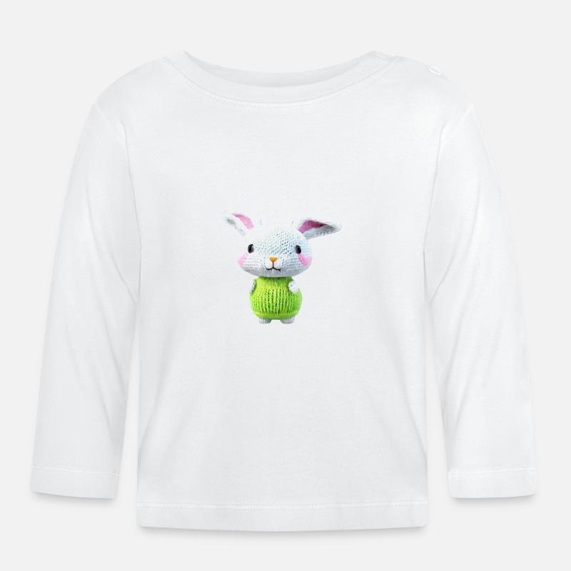 Süßer Strickhase - Baby Bio-Langarmshirt - Weiß