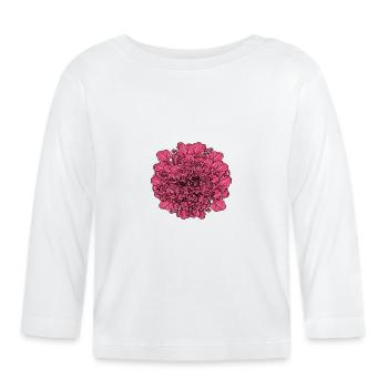 Pink Flower - Organic Baby Long Sleeve T-Shirt - white - Front