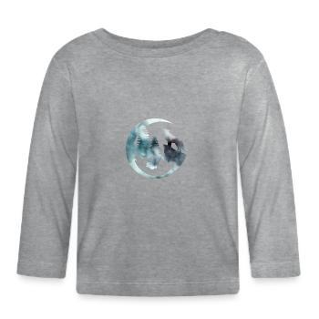 Watercolour Howling Wolf - Organic Baby Long Sleeve T-Shirt - heather grey - Front