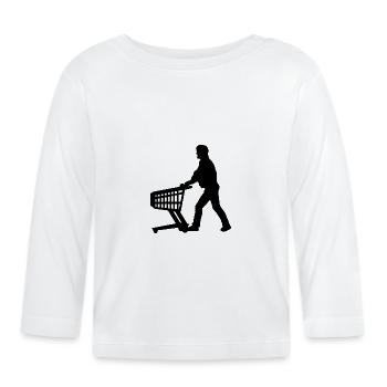 Einkaufswagen Einkaufen Warenkorb Mann Supermarkt - Baby Bio-Langarmshirt - Weiß - Vorne