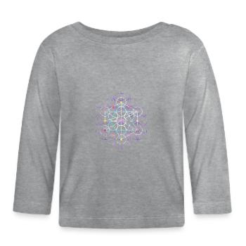 Fleur de la vie - Metatronwürfel libre - T-shirt manches longues bio Bébé - gris chiné - Devant