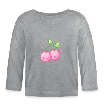 Cherry - Organic Baby Long Sleeve T-Shirt - heather grey - Front