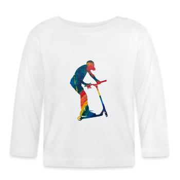 trottinette freestyle - T-shirt manches longues bio Bébé - blanc - Devant