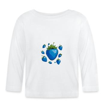 blaue erdbeeren,erdbeere,blaue erdbeere,illu - Baby Bio-Langarmshirt - Weiß - Vorne