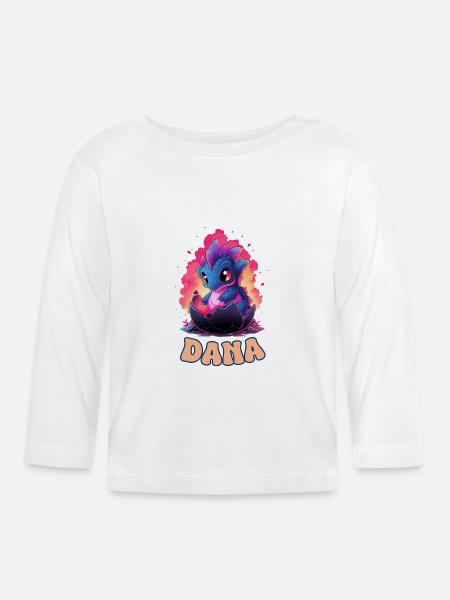 Dana - Nom - Dragon - T-shirt manches longues bio Bébé - blanc