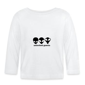 Graue Außerirdische sind ungebetene Gäste. Schwarz - Baby Bio-Langarmshirt - Weiß - Vorne