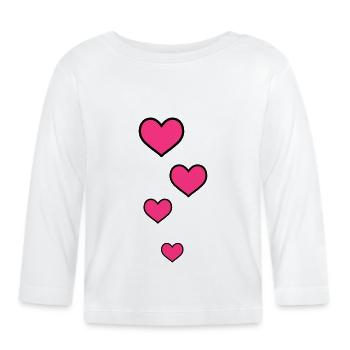 herzen - Baby Bio-Langarmshirt - Weiß - Vorne