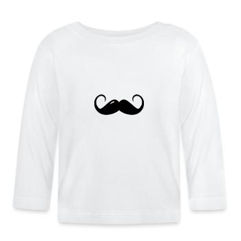 Curly moustache - Organic Baby Long Sleeve T-Shirt - white - Front
