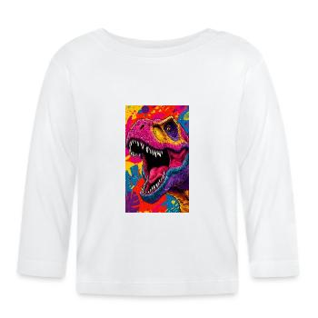 dinosaure - T-shirt manches longues bio Bébé - blanc - Devant