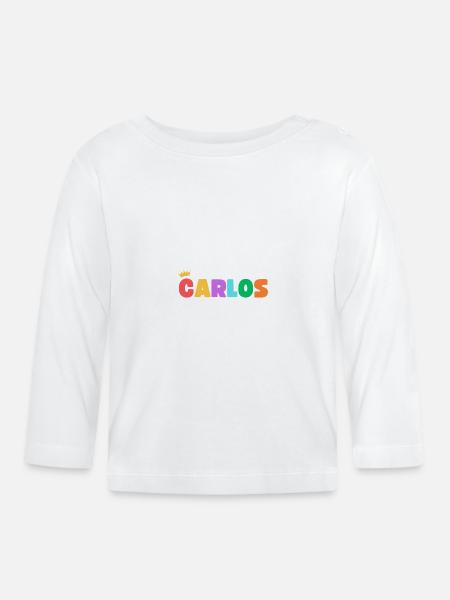 Carlos! Customizable - Organic Baby Long Sleeve T-Shirt - white