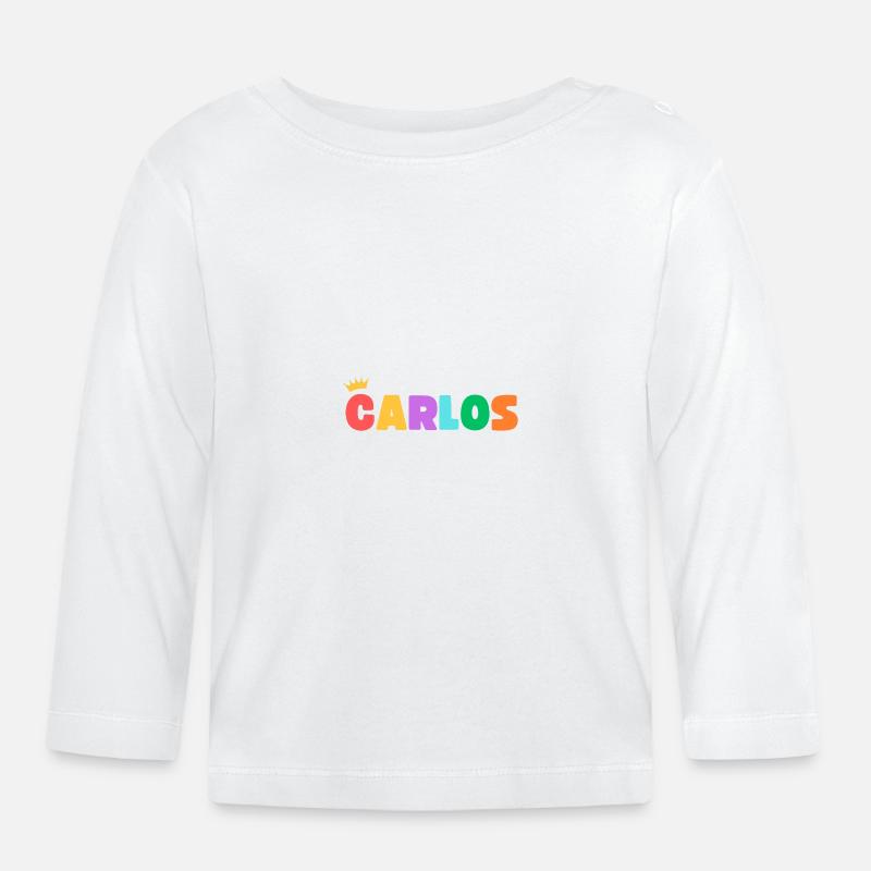 Carlos! Personalisierbar - Baby Bio-Langarmshirt - Weiß