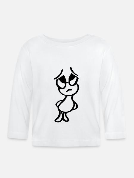 kleiner Mann nachdenklich - Baby Bio-Langarmshirt - Weiß