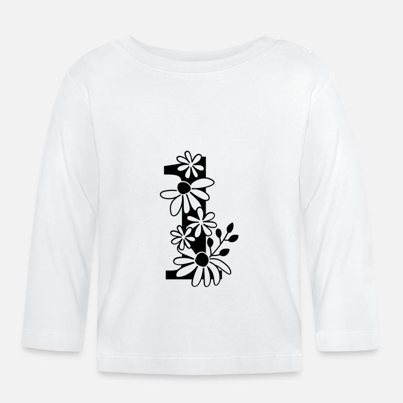 Zahl eins - Baby Bio-Langarmshirt - Weiß