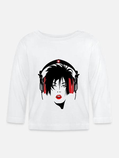 mujer_con_cascos - Baby Bio-Langarmshirt - Weiß