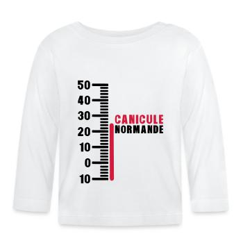 thermometre canicule normande humour - T-shirt manches longues bio Bébé - blanc - Devant