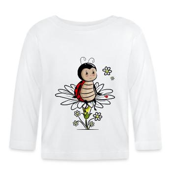 Marienkaefer on flower - Organic Baby Long Sleeve T-Shirt - white - Front