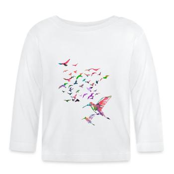 birds, hummingbird, swarm, graffiti, illustration, bird - Organic Baby Long Sleeve T-Shirt - white - Front