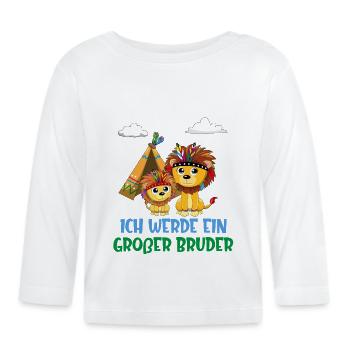 Großer Bruder Löwe Indianer Geschenk Löwen - Baby Bio-Langarmshirt - Weiß - Vorne