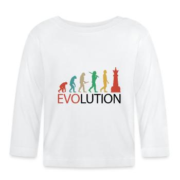 Schach Evolution für Schachspieler Königin Schach - Baby Bio-Langarmshirt - Weiß - Vorne