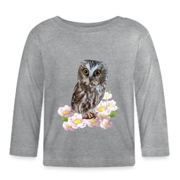 Hibou du Nord - T-shirt manches longues bio Bébé - gris chiné - Devant