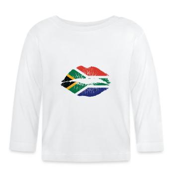 Mund Lippen mit Südafrika Farben Kontinent - Baby Bio-Langarmshirt - Weiß - Vorne