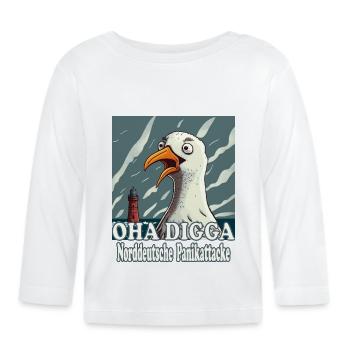 OHA Norddeutsche Panikattacke Friesisch Nordsee - Baby Bio-Langarmshirt - Weiß - Vorne