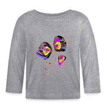 Blumen - Baby Bio-Langarmshirt - Grau meliert - Vorne