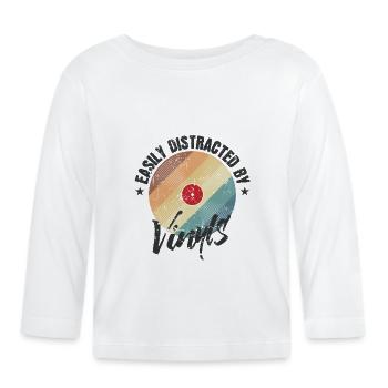 Easily Distracted by Vinyls Record - Organic Baby Long Sleeve T-Shirt - white - Front