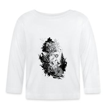 Conception de vélo de montagne aventureuse dans la nature. - T-shirt manches longues bio Bébé - blanc - Devant