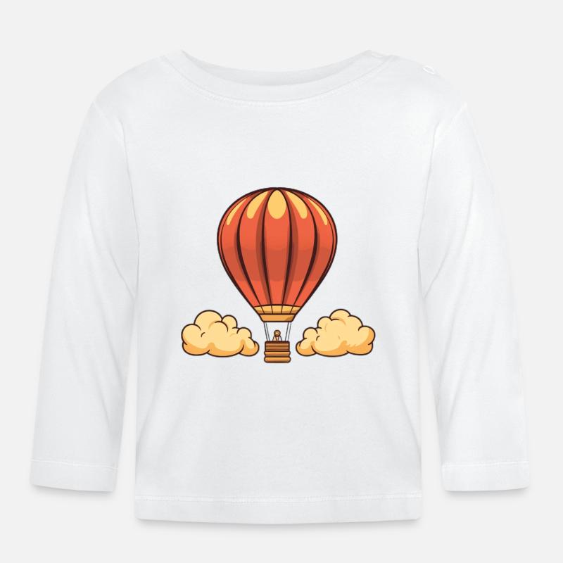 Montgolfière, ballon captif - T-shirt manches longues bio Bébé - blanc