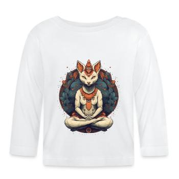 Chat de yoga - T-shirt manches longues bio Bébé - blanc - Devant