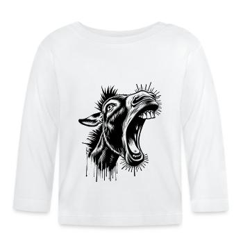 Screaming Donkey | Stubborn - Organic Baby Long Sleeve T-Shirt - white - Front