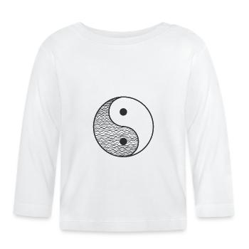 Signes Yin et Yang des vagues - T-shirt manches longues bio Bébé - blanc - Devant