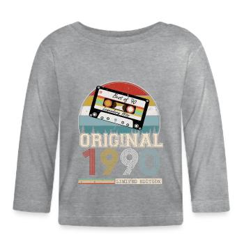 Vintage 1990 Cadeau Anniversaire 34 ans - T-shirt manches longues bio Bébé - gris chiné - Devant