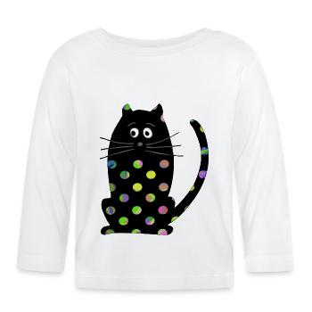 Katze - Baby Bio-Langarmshirt - Weiß - Vorne