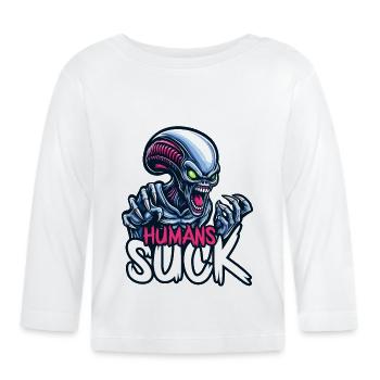 Humans Suck - Organic Baby Long Sleeve T-Shirt - white - Front