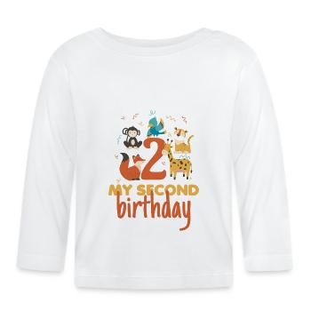 Mon deuxième anniversaire - Mein zweite Geburtstag - T-shirt manches longues bio Bébé - blanc - Devant