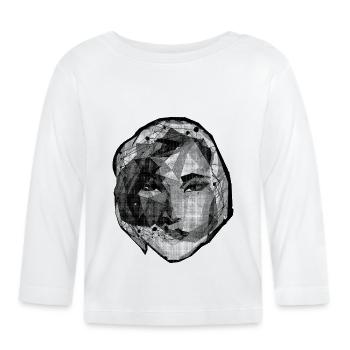 LOWPOLY-FRAU #1 – schwarz und weiss - Baby Bio-Langarmshirt - Weiß - Vorne