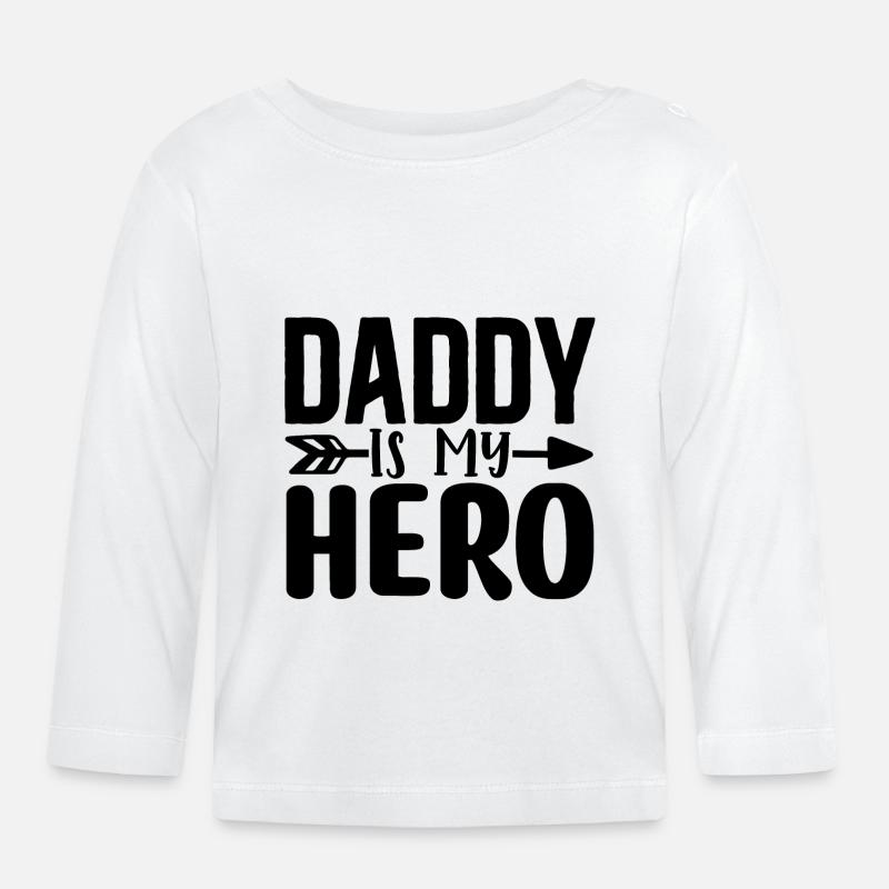 Papa est mon héros - T-shirt manches longues bio Bébé - blanc