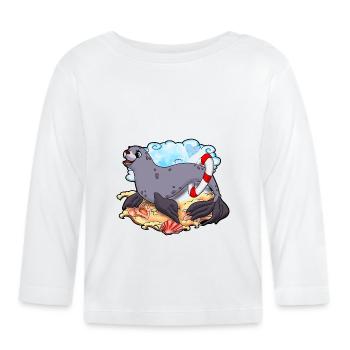 Süße Robbe |Yolo-Artwork - Baby Bio-Langarmshirt - Weiß - Vorne