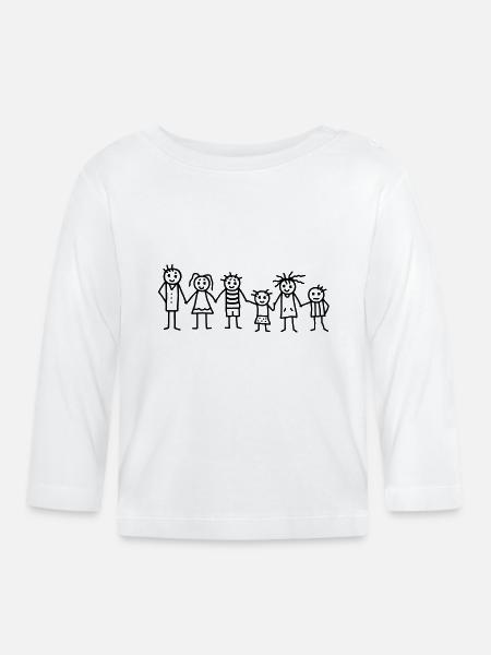 Großfamilie Patchworkfamilie - Baby Bio-Langarmshirt - Weiß
