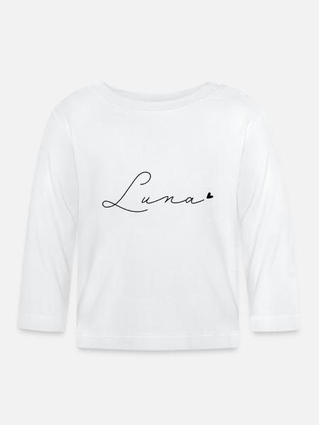 Name Luna - Baby Bio-Langarmshirt - Weiß