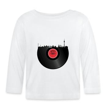 Cadeau DJ de Skyline Berlin avec disque vinyle - T-shirt manches longues bio Bébé - blanc - Devant