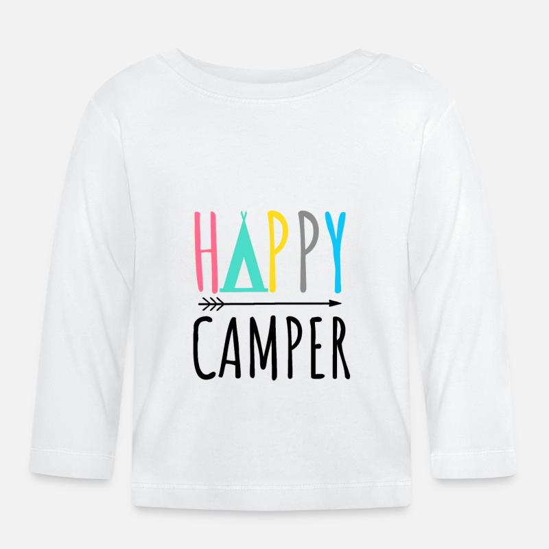 Joyeuse Camper Camping Vacances - T-shirt manches longues bio Bébé - blanc